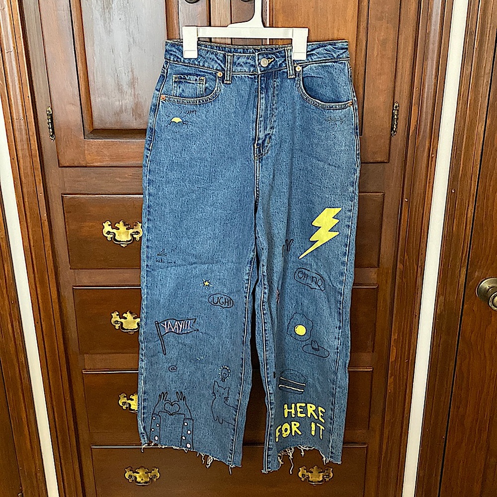 High rise wide leg jeans